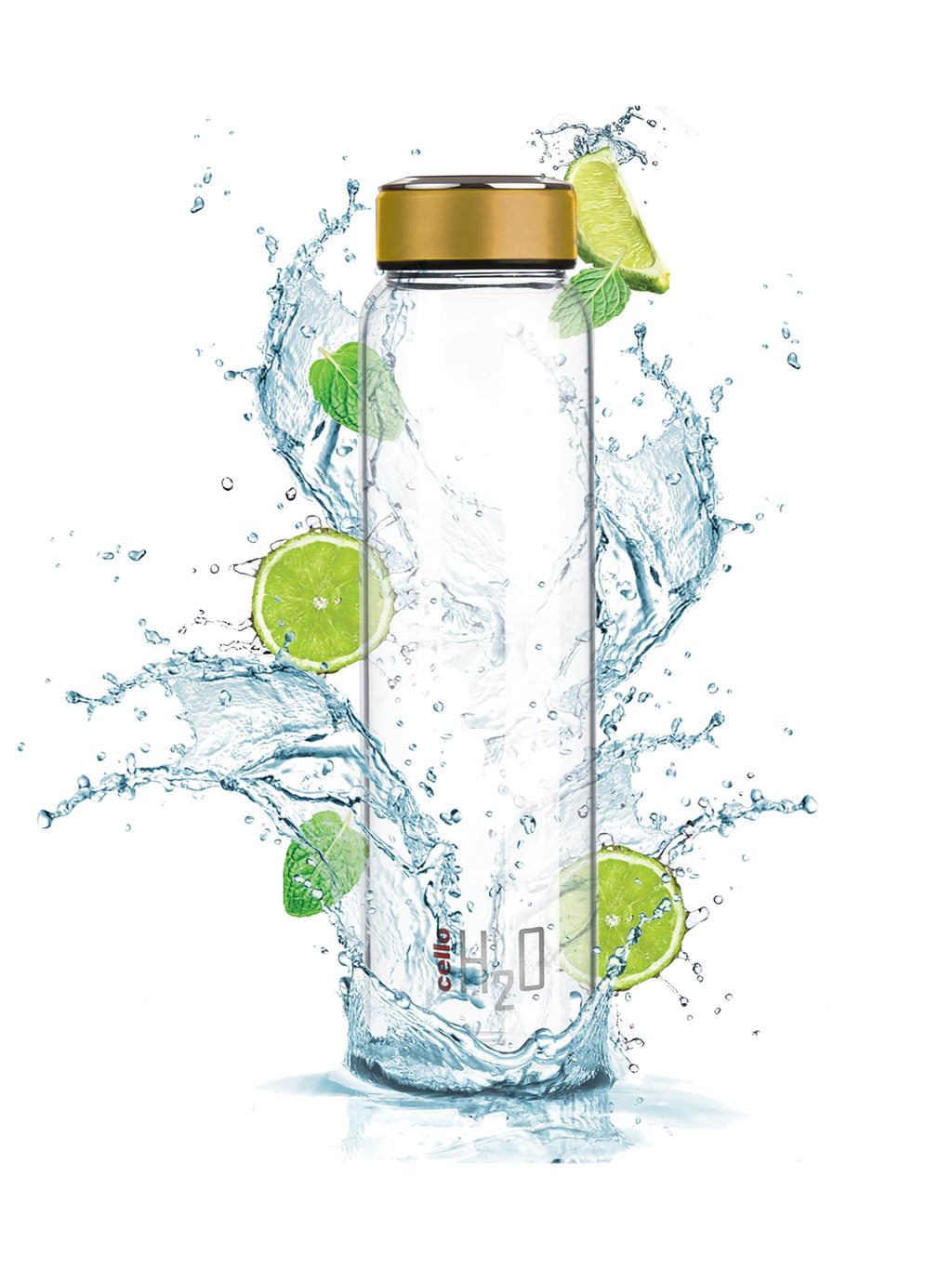 CELLO H2O Glass Water Bottle for Fridge 1000 ml Copper | Microwave Freezer & Dishwasher Safe, Easy to Clean & Pour Wide Mouth Lead-Free Toughened Glass Water Bottle for Kitchen Office Travel & Gifting