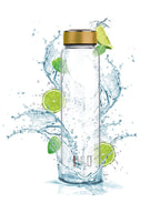 CELLO H2O Glass Water Bottle for Fridge 1000 ml Copper | Microwave Freezer & Dishwasher Safe, Easy to Clean & Pour Wide Mouth Lead-Free Toughened Glass Water Bottle for Kitchen Office Travel & Gifting