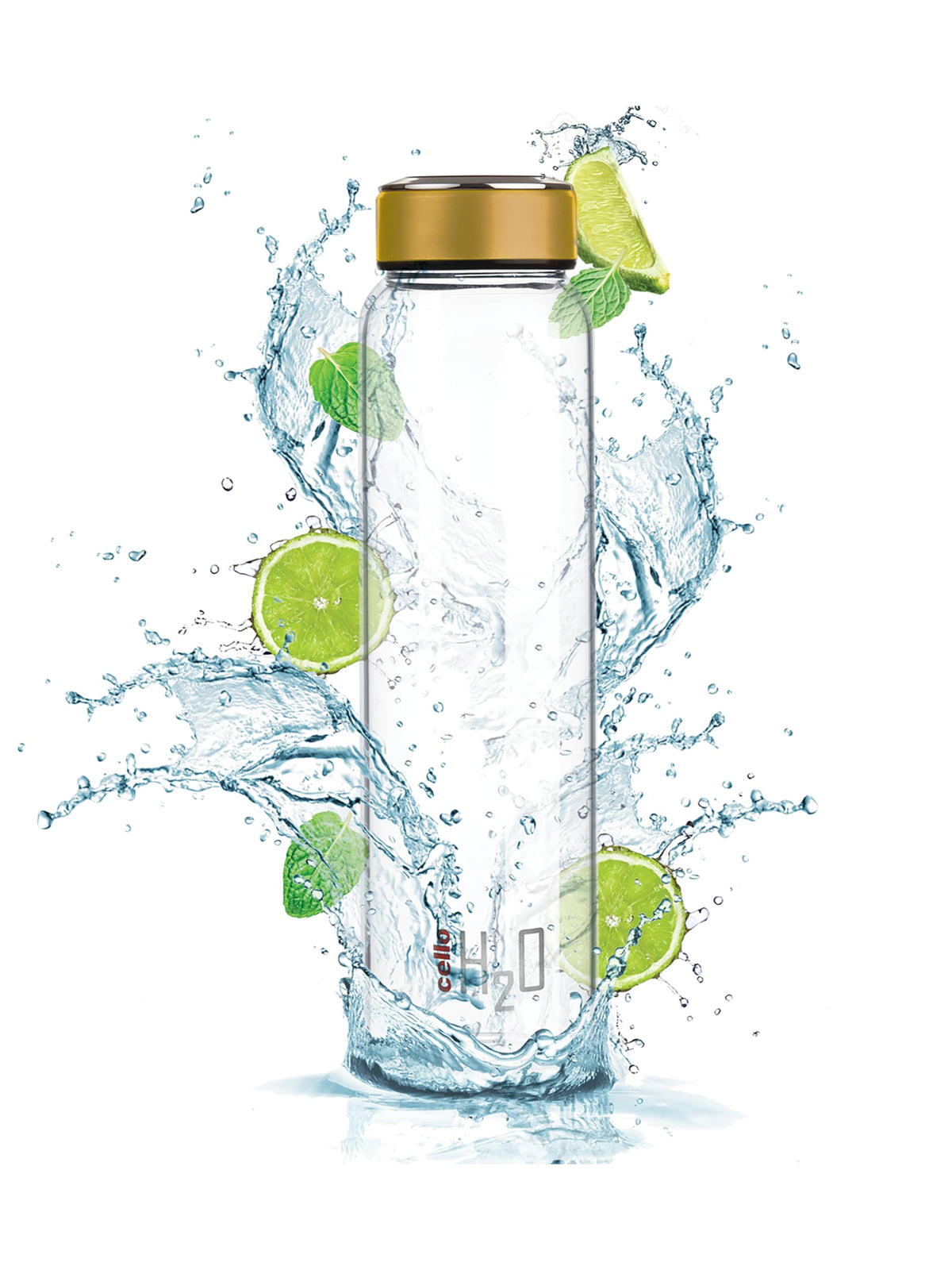 CELLO H2O Glass Water Bottle for Fridge 1000 ml Copper | Microwave Freezer & Dishwasher Safe, Easy to Clean & Pour Wide Mouth Lead-Free Toughened Glass Water Bottle for Kitchen Office Travel & Gifting
