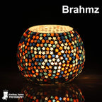 BRAHMZ® Set Of 3 Handmade Glass Mosaic Turkish Moroccan Tea Light Candle Holders (Md7)