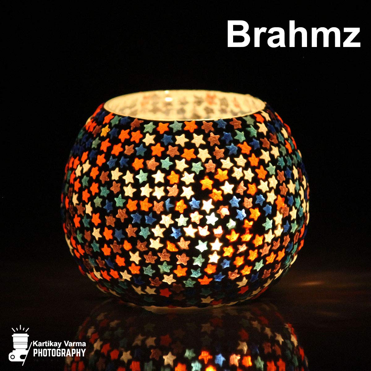 BRAHMZ® Set Of 3 Handmade Glass Mosaic Turkish Moroccan Tea Light Candle Holders (Md7)