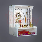 Heartily Acrylic Beautiful Pooja Stand Pooja Mandir for Home Temple for Home and Office Puja Mandir for Home Wall Mounted with LED Spot Light Size (H- 15.5, L- 11.5, W-11 Inch) (Mangal)
