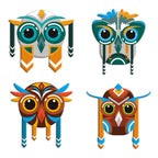 Artvibes Tribal Tiki Masks Wooden Wall Hanger for Home Decor | Living Room | Festive Decor | Decoration Wall Hanging Items | Wall Poster | Aesthetic Wall Art | Unique Gift Items (WH_5203N), Set of 2