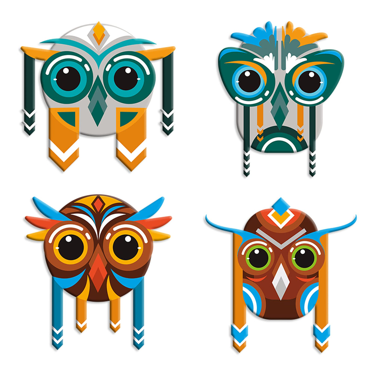 Artvibes Tribal Tiki Masks Wooden Wall Hanger for Home Decor | Living Room | Festive Decor | Decoration Wall Hanging Items | Wall Poster | Aesthetic Wall Art | Unique Gift Items (WH_5203N), Set of 2