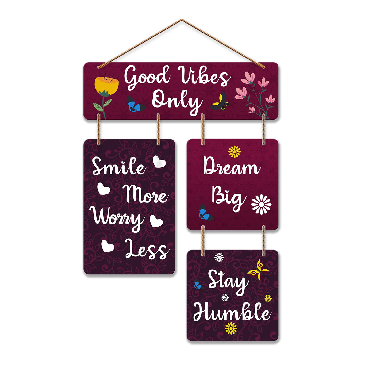 Artvibes Good Vibes Only Designer Wall Hanging Wooden Art | Quotes Decor Item | Wall Illustrations | Office Wall Decoration Items | Wall Art Print | Inspirational quotes | Gift Items (WH_6502N)