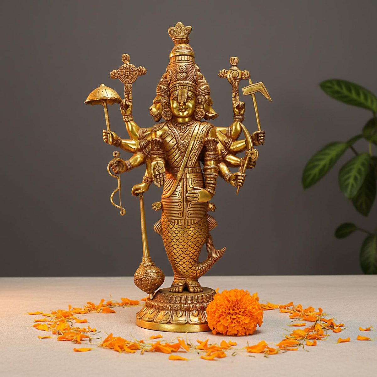 ARTVARKO Brass Vishnu Dashavatar Dasavatharam Ten Incarnations Avatars in a Single Idol Murti 24 Inch
