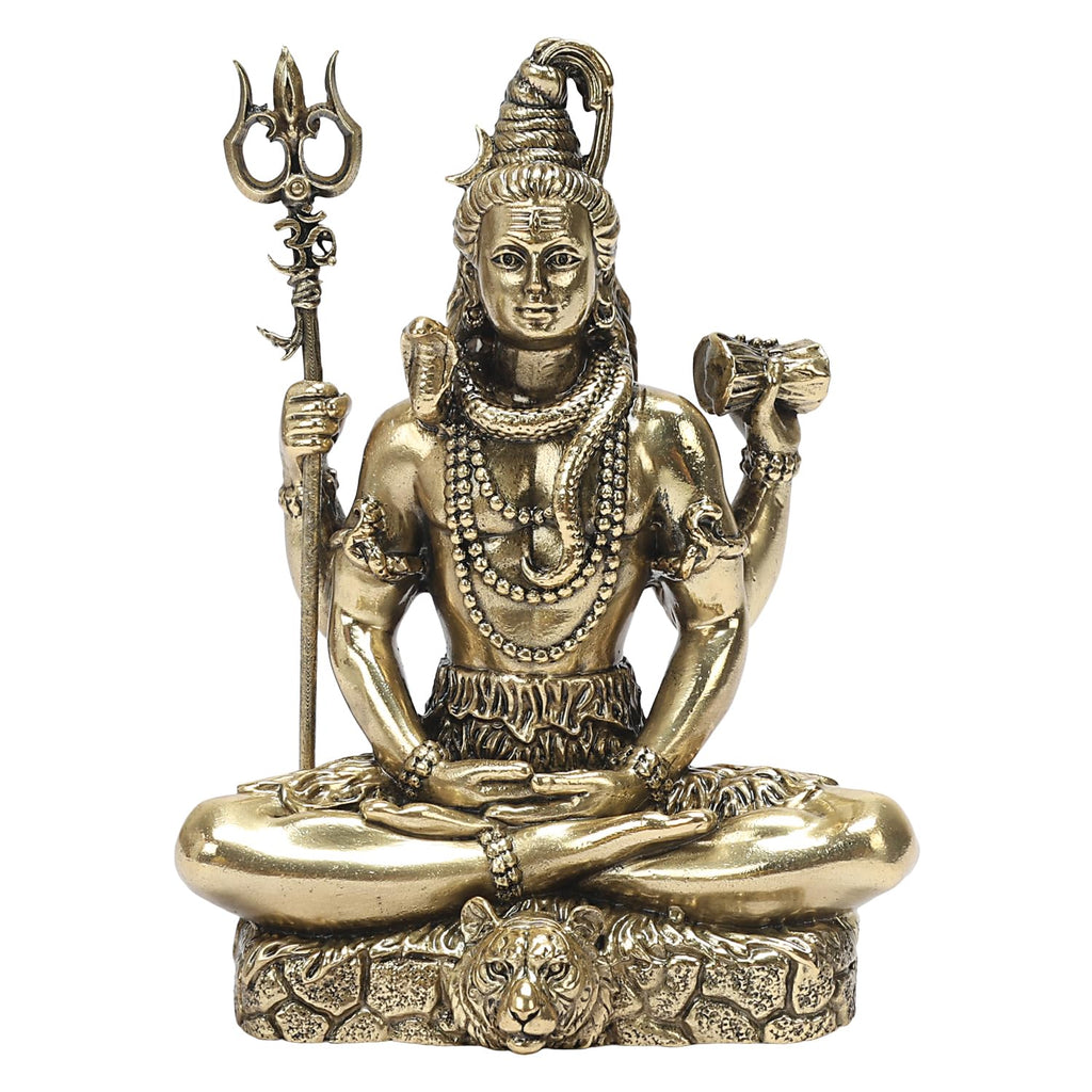 ARTVARKO Pure Brass 3 Inch Lord Shiva Idol Meditating Shiv Padmasana Bholenath Sitting Statue Gift Item for Home
