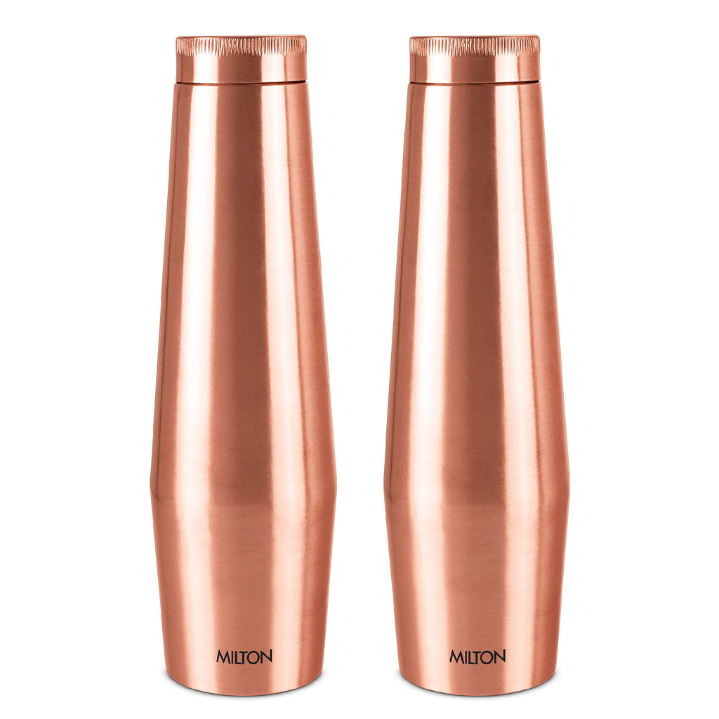 MILTON Copper Crown 1100 Water Bottle, Set of 2, 950 ml Each, Copper | 100% Leak Proof | Office, Home,Travel