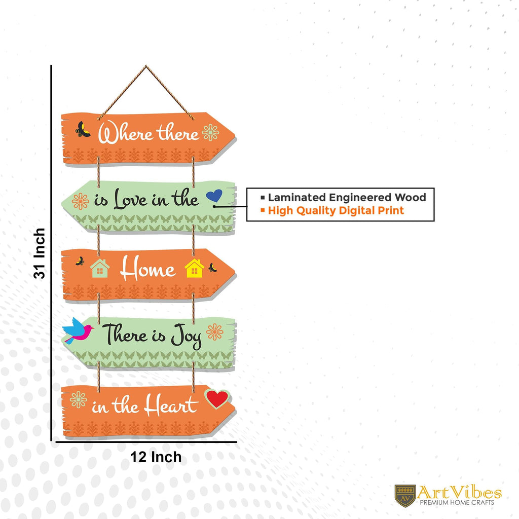 Artvibes Home Quotes Decorative Wall Art Wooden Hanger For Living Room | Bedroom | Gifts | Modern Painting Artworks Hangings For Home Decoration (Wh_7302N) Set Of 5
