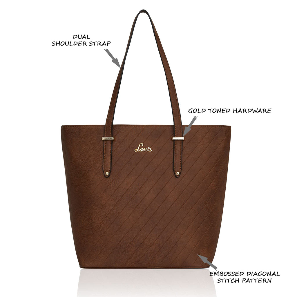 Lavie Yalta Women's Tote Handbag (Brown, Tan)