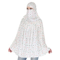 7 season's Cotton Long Scarf Cum Mask, Men and Women, White Printed