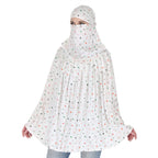 7 season's Cotton Long Scarf Cum Mask, Men and Women, White Printed