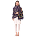 BRAVEZI Women's Woolen Floral Design Printed Shawls (Blue)