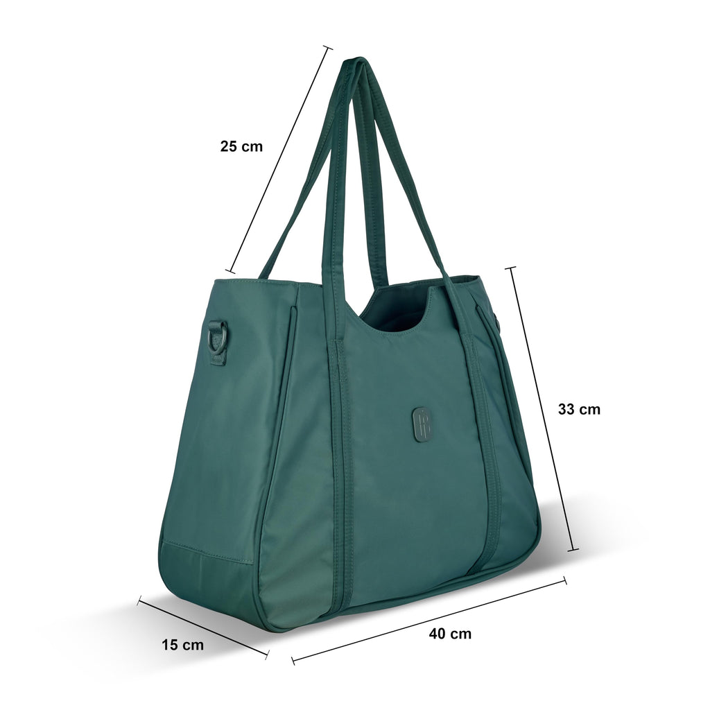 Women’s Tote Bag with Zipper & Adjustable Shoulder Strap – Lightweight Large Handbag for Work, Travel & Daily Use (GREEN)