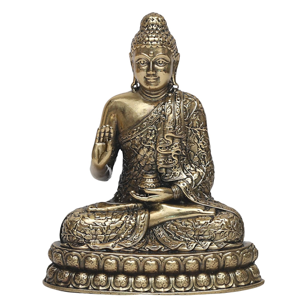 SVARUP Brass Superfine Buddha Statue Buddhist Figurine, Buddhism Decor, Feng Shui Home Décor Showpiece Height 4 Inch