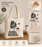 Supadaa Large Canvas Tote Bag For Women With Zipper Premium Cotton Shoulder Handbag Reusable Shopping Office College Travel Beach Grocery Bag (Black Girl)