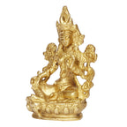 ARTVARKO Brass Goddess Tara Devi Sitting Idol Tibetan Buddhist Goddess Green Tara Decorative Sculpture - 3.5 Inches