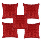 JDX Desighner Floral Style Cushion Cover Set for Living Room and Sofa, 8048_Red,Velvet,250 TC