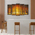 VIBECRAFTS Tree Forest 5 Pieces Premium Wall Painting For Home|Office|Living Room|Gift (PTVC5Pcs2_6502)