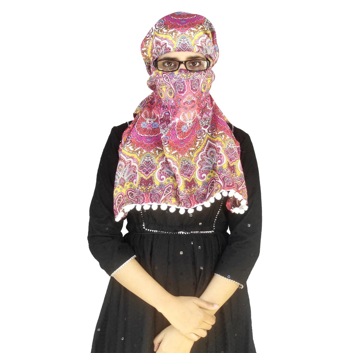 Switchon Cotton Innovative scarf Hijab with adjustable closer hook and loop tape (Multi1) for 12 years and above