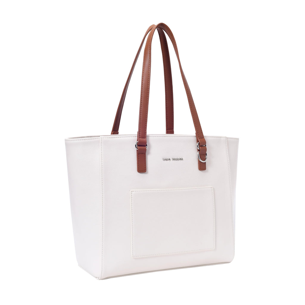 Lino Perros Womens Color-Blocked Commuter Tote Bag,White