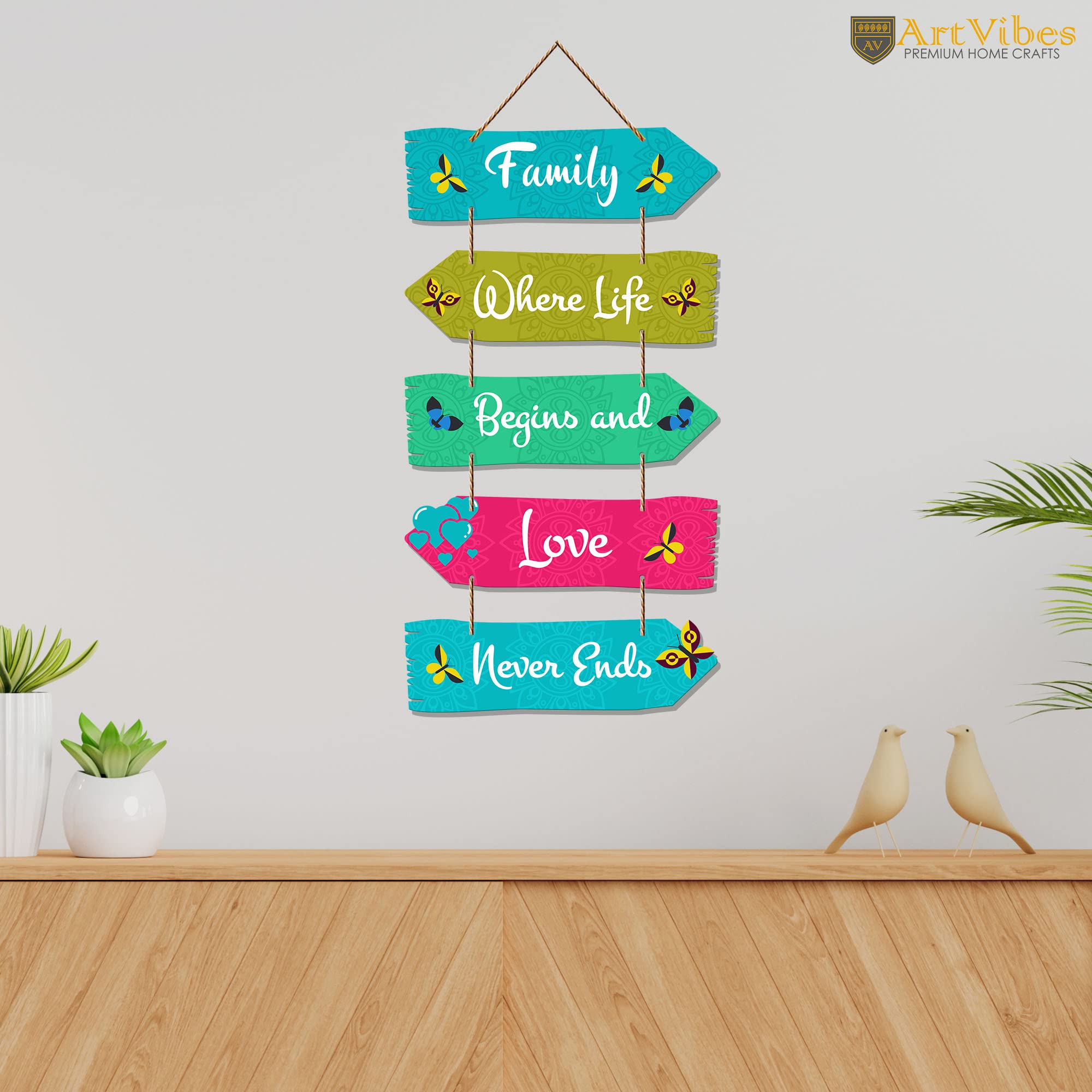 Artvibes Family Quotes Printed Wooden Wall Hanging For Home | Quotes Decor Item | Wall Accents | Gift Items | Wall Illustrations | Modern Artworks Hangings | Mdf Wall Decoration for Office(WH_7306N)