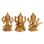 ARTVARKO Brass Lakshmi Ganesha Saraswati Idol Ganesh laxmi Murti Statue for Home Office Success Entrance Decor Diwali Pooja Good Luck Gift (3.5x5 Inches)