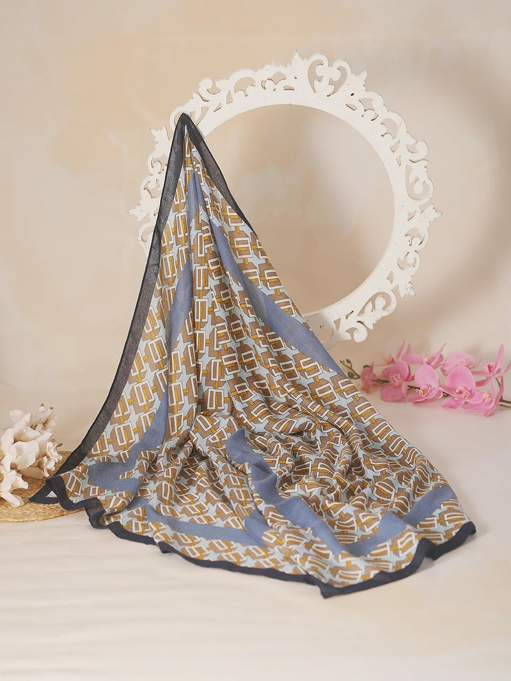 CrossKulture Viscose Scarf for Women | Lightweight & Long | Stole with Stylish Design | Neck, Hair & Head Scarf for Women & Girls | All Season Accessory (Graphical22)
