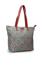 Aquatan Women’s Orange & Green Floral Nouveau Canvas Tote – Handcrafted Side Tote Bag for College, Travel & Office Use