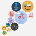 Artvibes Smile Is A Simple Way To Enjoy Life Round Shape MDF Wooden Wall Decor Items | Quotes Decor Item | Wall Illustrations | Office Decor | Wall Art Print | Gift Items (WPS_140N), Set of 11