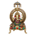 ARTVARKO Big Brass Ganesha Idol Lord Ganesh Statue Puja Home Entrance Decor Gift 17 Inch Height