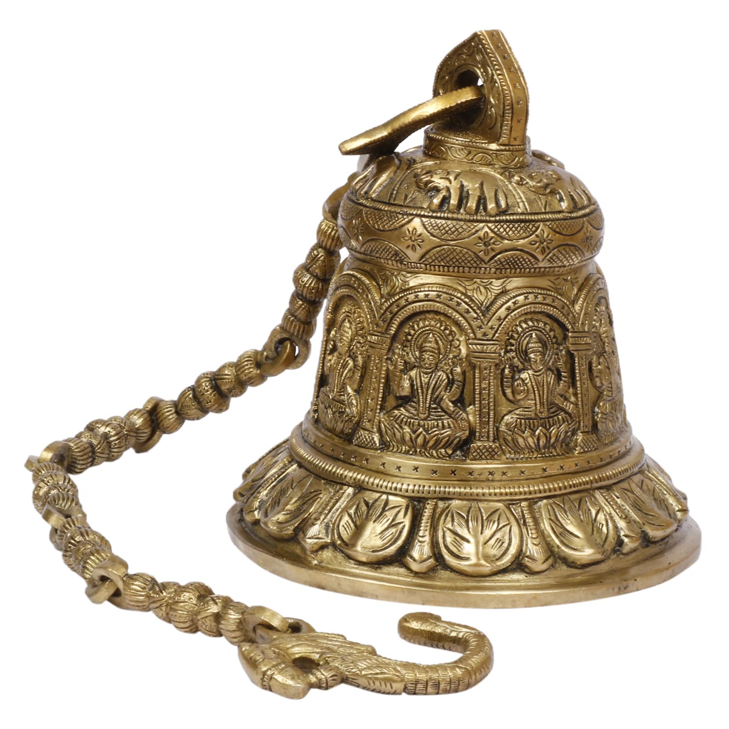 Artvarko Deep Sound Big Astalaxmi Engraved Hanging Brass Temple Bell/Ghanta for Pooja Room, Mandir Or Home Decor 5.5 Kg