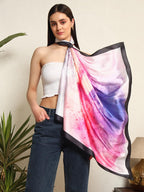 Ravaiyaa - Attitude is everything Women's Crepe Silk Digital Print Large Square Scarf Breathable Lightweight Neckerchief Printed Headscarf 40 x 40 Inch (Purple & Pink Yoga)
