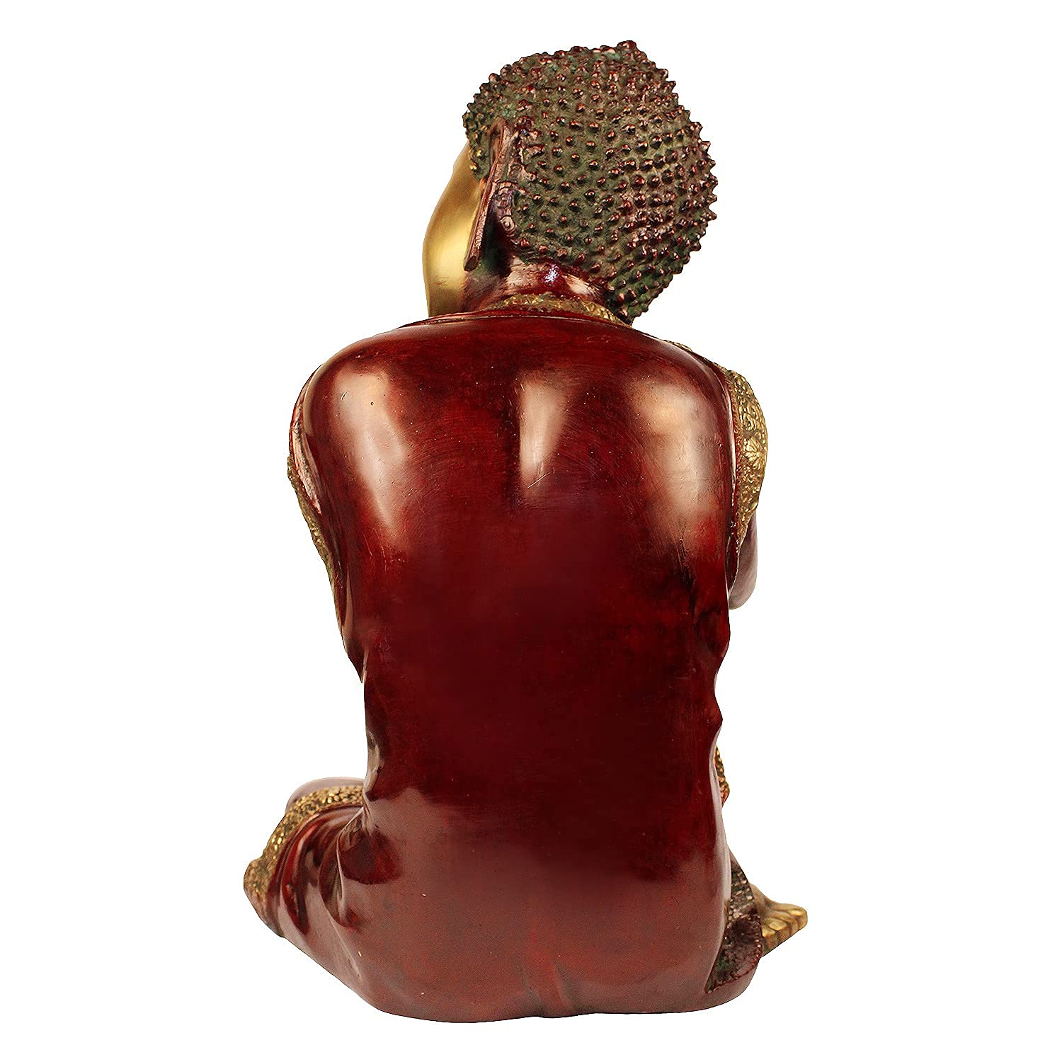 Svarup Brass Resting Buddha Statue with Both Hands on Knee in Dreaming Meditation Height 16 Inch Weight 12.5 Kg Color Brown