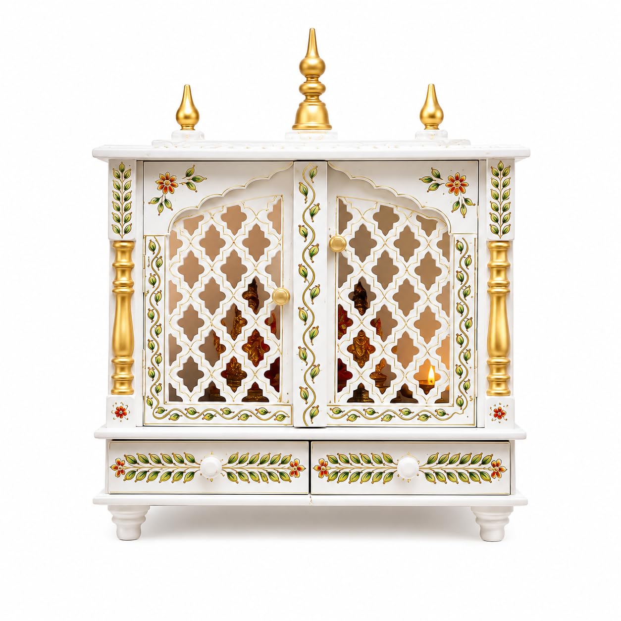 Kamdhenu Art and Craft Wooden Temple/Home Temple/Pooja Mandir/Pooja Mandap/Temple for Home(Jl Full),52 Cm