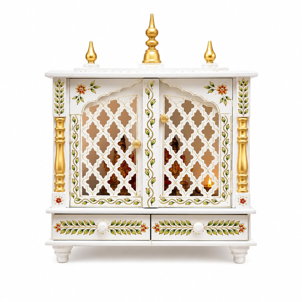 Kamdhenu Art and Craft Wooden Temple/Home Temple/Pooja Mandir/Pooja Mandap/Temple for Home (Fulljal), 52 Cm