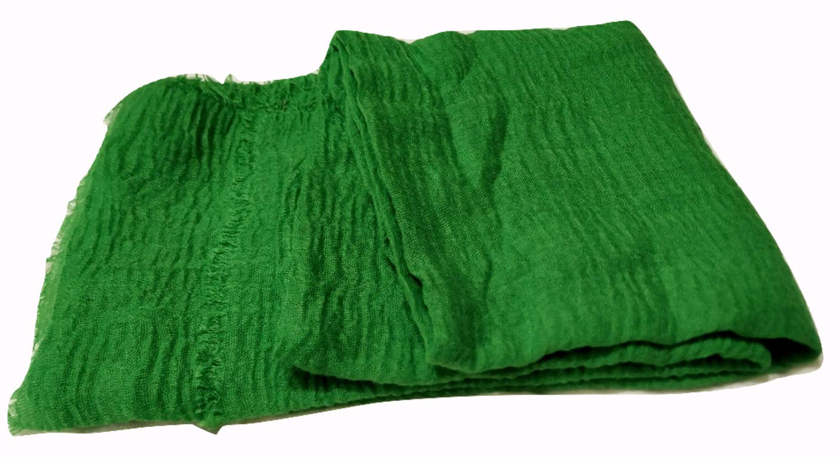 Iba & Isba Women's Plain Crinkled Scarves, Stoles, Hijab (76 x 36 inch) (Green)