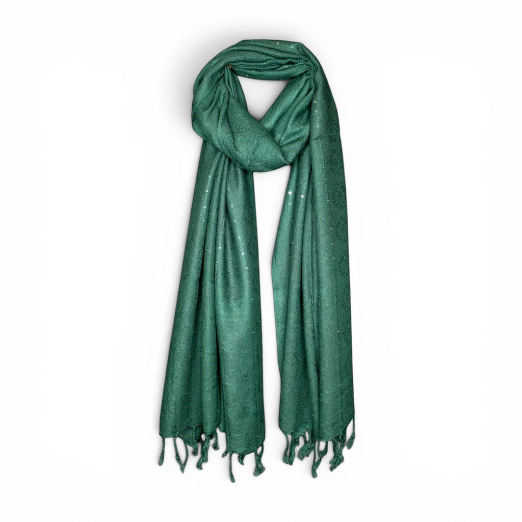 STOLE STUDIO Elegant Luxurious Sequence Viscose Stole Scarf (Dark Green)