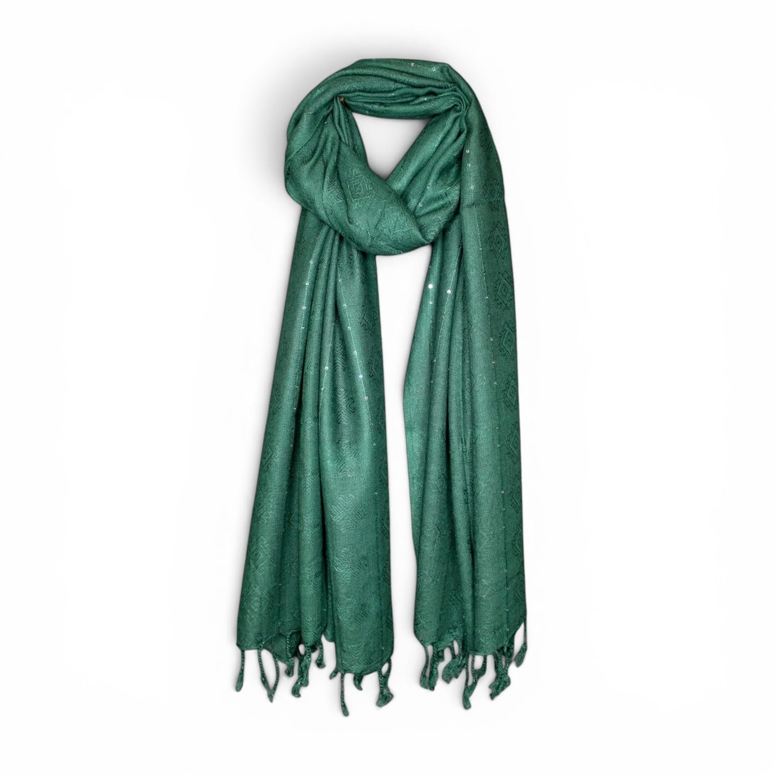 STOLE STUDIO Elegant Luxurious Sequence Viscose Stole Scarf (Dark Green)