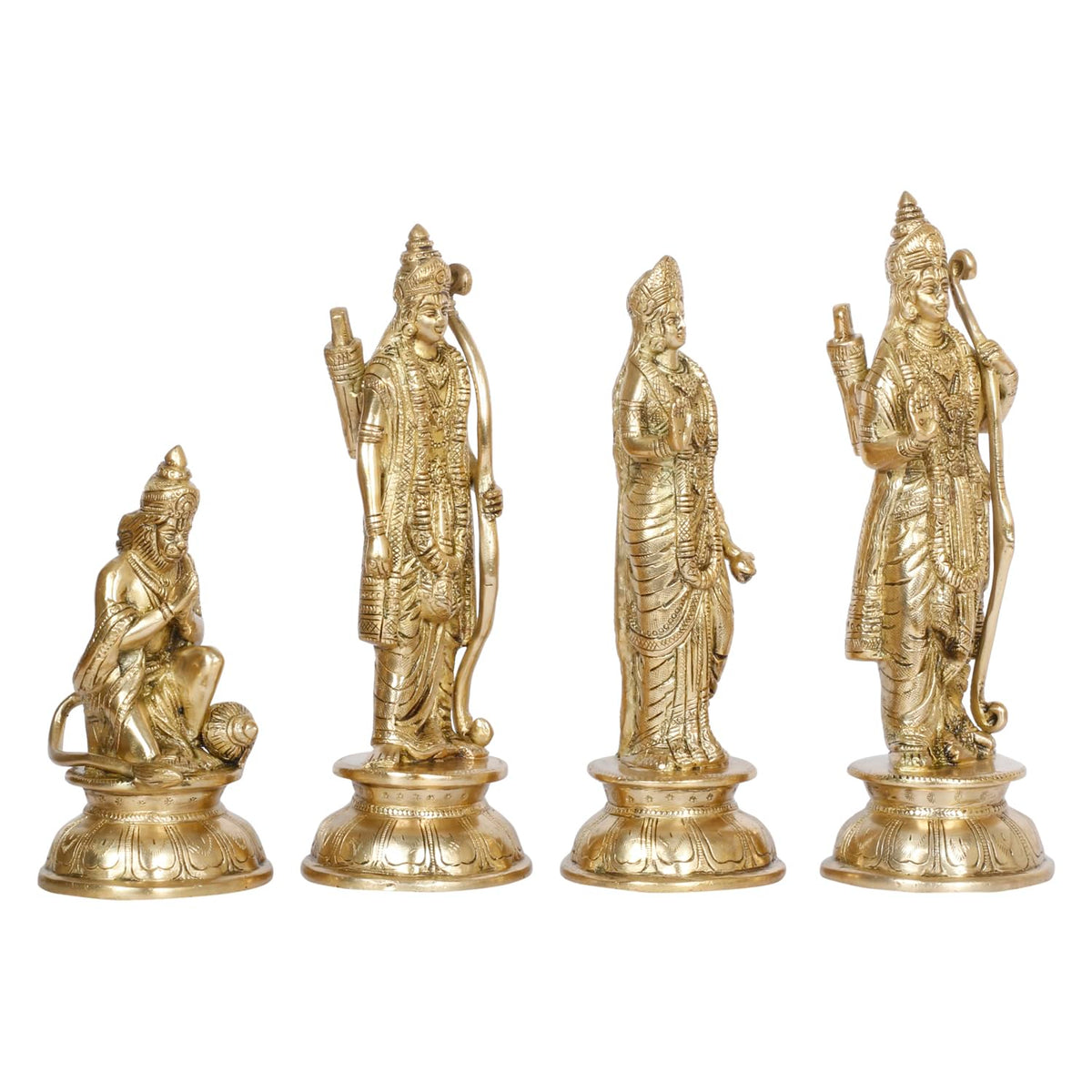 SVARUP Brass Lord Rama Family Ram Darbar Ram, Sita, Laxman, Hanuman for Home Office Pooja Decor Gift Decor (Gold Color Height 9 Inches)
