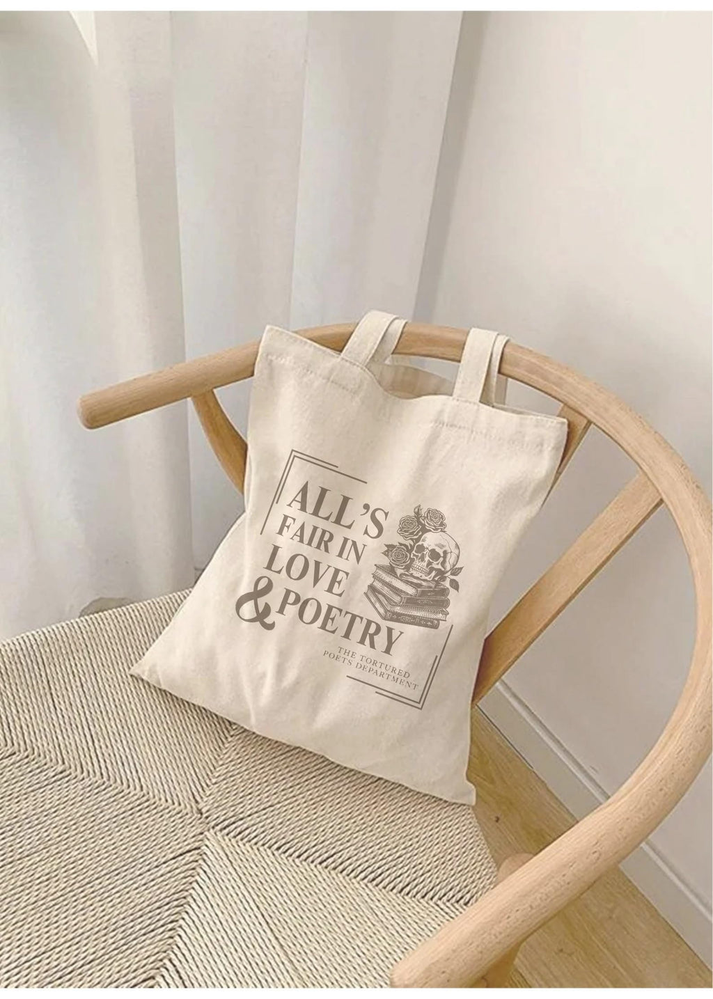 THE UMBRELLA STORE Tote bag, Cotton tote bag with pocket inside (Tortured Poet)