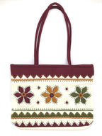 SriShopify Handcrafted Handmade Handbags for Women Traditional Wedding Tote Shoulder Bag white handbags for women stylish sankranti, valentine Gift for ladies (30x40x10 cm Applique work Stylish)