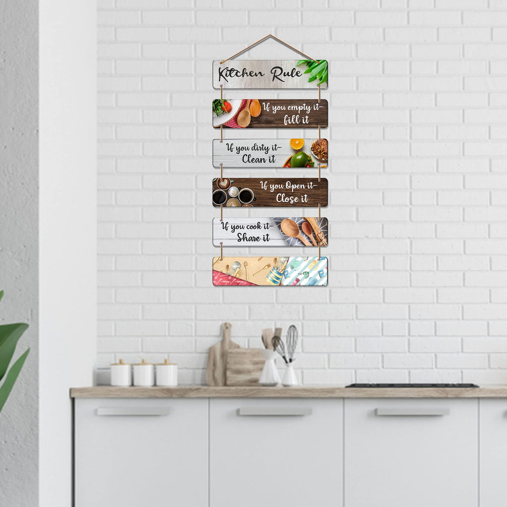 Artvibes Kitchen Rules Printed MDF Wooden Wall Hanging For Cafe | Kitchen | Restaurants | Quotes Decor Item | Kitchen Quotes Wall Hanging | Wall Poster | Modern Artwork | Gift Items (WH_3265N)
