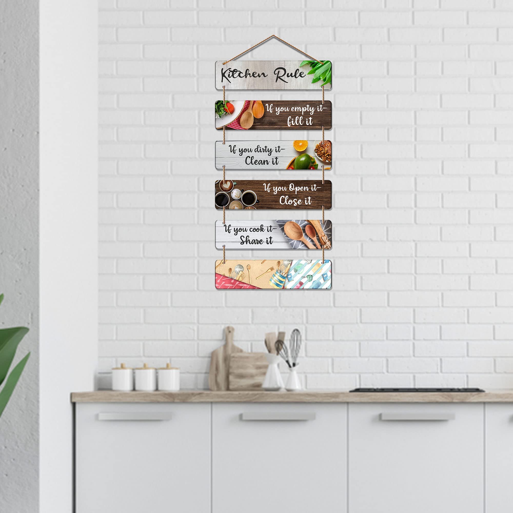 Artvibes Kitchen Rules Printed MDF Wooden Wall Hanging For Cafe | Kitchen | Restaurants | Quotes Decor Item | Kitchen Quotes Wall Hanging | Wall Poster | Modern Artwork | Gift Items (WH_3265N)