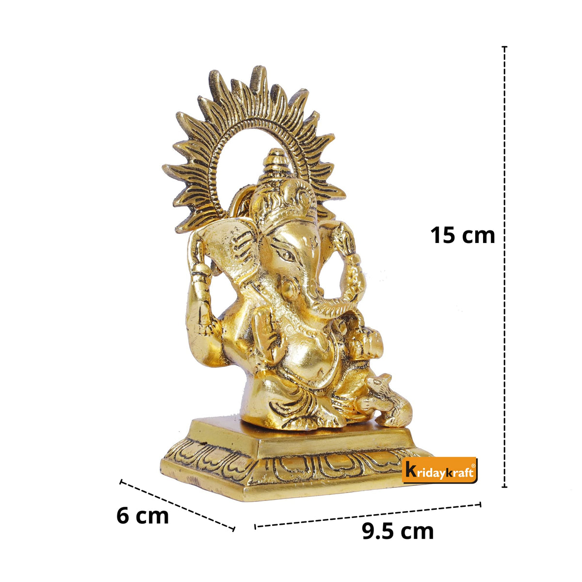 KridayKraft Ganesha Metal Statue,Ganpati Murti for Pooja Room & Decor Your Home,Office,Religious Idol Gift Article,Showpiece Figunrines...