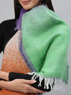 Ravaiyaa - Attitude is everything Reversible Wool Scarves Striped Pattern Women Neck Wraps Muffler Winter Wool Scarf 72 x14 Inch (Multicolor)