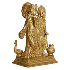 ARTVARKO Brass Radha Krishna Idol Murli Kishan Playing Flute Radha Pital Murti for Home Mandir Decor Marriage Gift 8 Inch