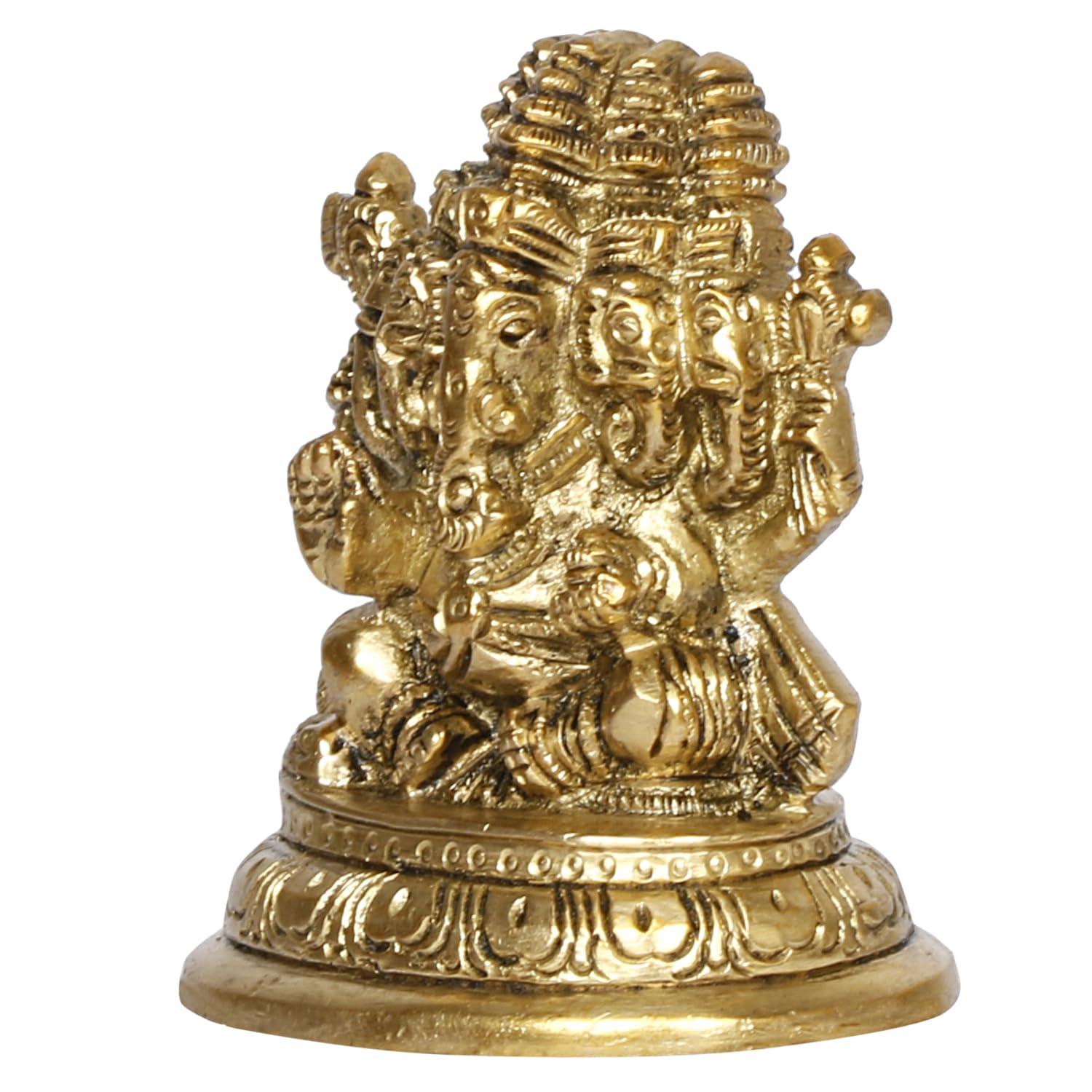 ARTVARKO Brass Panchmukhi Ganesha Bhagwan Idol Five Face Ganesh Statue Ganpati Murti for Temple Puja Home Entrance Decor Luck Gift Height 3 Inch