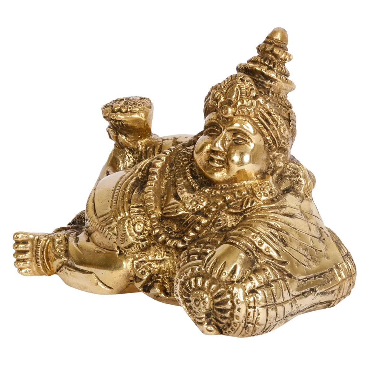 ARTVARKO™ Lord Kuber Maharaj Resting Brass Murti Statue for Treasure Wealth Tijori Locker Money Safe Kubera Idol for Vastu Dosh Nivaran Prosperity Home Décor 5.5 Inch