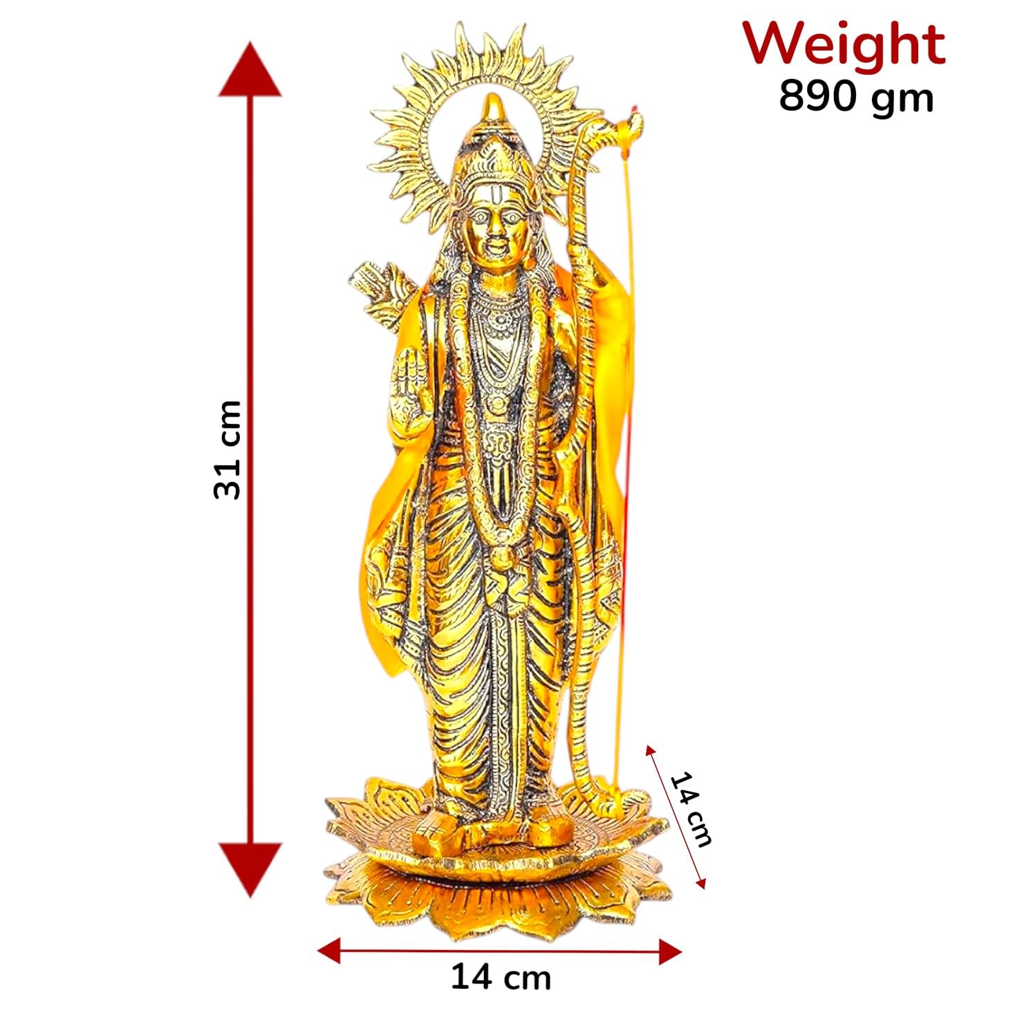 KridayKraft Metal Lord Shri Ram JI Murti for Pooja Room Mandir Temple Showpiece Ram Idol Religious Idol for Home Office Décor Bal Ram Decorative Shopiece Figurines Sculpture for Gifting Purpose